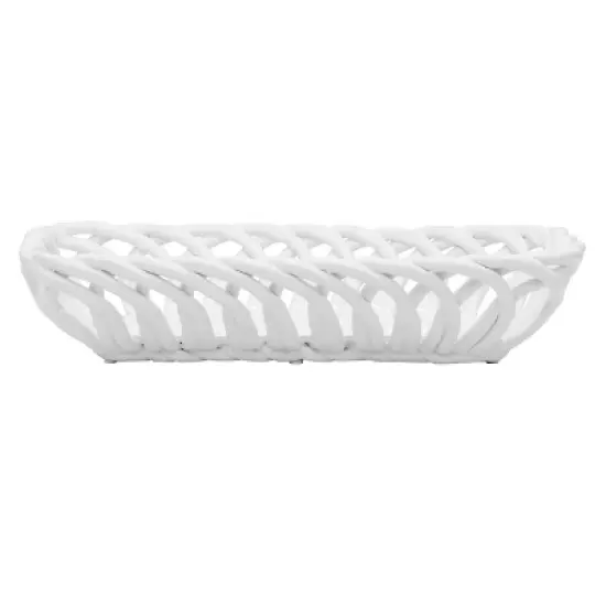Meritage Modern Prestige 13.5 Inch Rectangular Dolomite Basket Serving Bowl in White image {5}