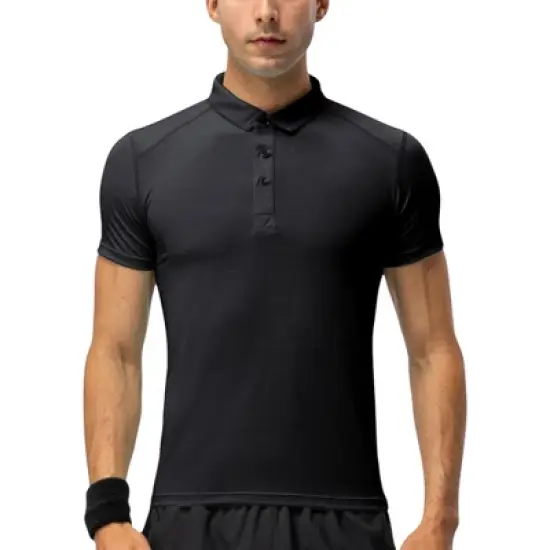 Anna-Kaci Active Men's Athletic Fit Polo Shirt with Short Sleeves and Three-Button Placket for Casual and Sport Styling image {6}