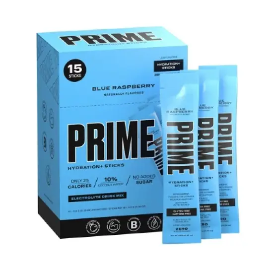 Prime Hydration Sticks Electrolyte Supplement Powder - Blue Raspberry - 5.18oz/15ct: Coconut, Sports Supplements image {4}