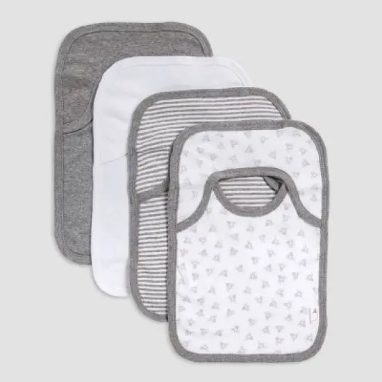 Burt's Bees Baby&reg; Organic Cotton 4pk Lap Shoulder Bibs - Heather Gray image {1}