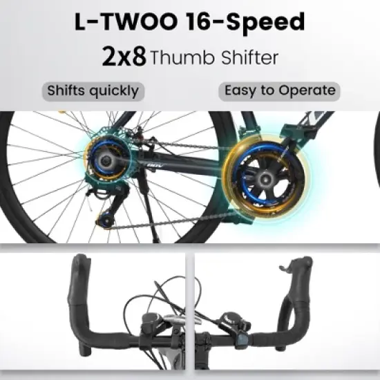 VASIP 700C Road Bike - 28" Lightweight Aluminum Frame, Disc Brakes, 16-Speed, Fast Acceleration - Men's/Women's Bicycle image {6}