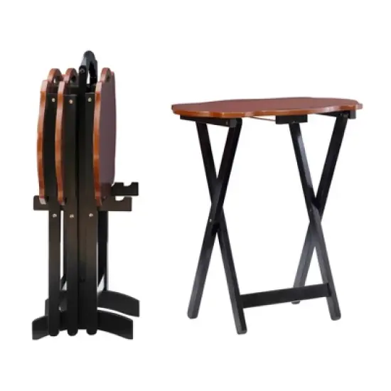 Austin Tray Table Set Black/Hazelnut - Powell Company image {3}