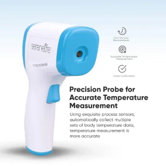 SereneLife Infrared Digital Thermometer - Touchless, LCD Display, Fever Alarm, Memory Recall (SLTM20) image {2}