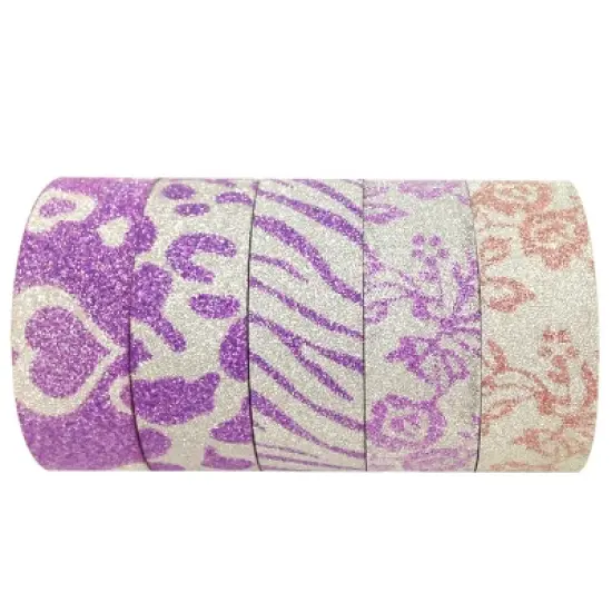 Wrapables Japanese Washi Masking Tape, Glitter Collection (Set of 6) image {12}