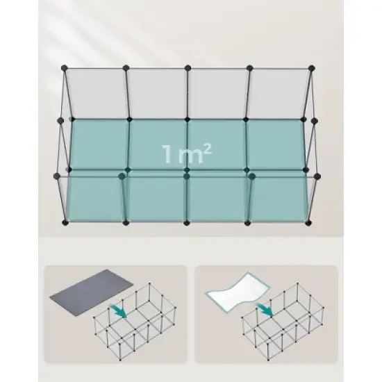 SONGMICS Pet Playpen with Floor, Small Animal Pen, Pet Fence Indoor, DIY Plastic Enclosure, 57.1 x 28.3 x 22.4 Inches, Clear image {3}