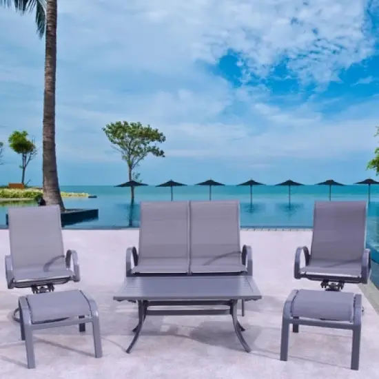 Courtyard Casual Santa Fe Alum Sling Loveseat Glider image {9}