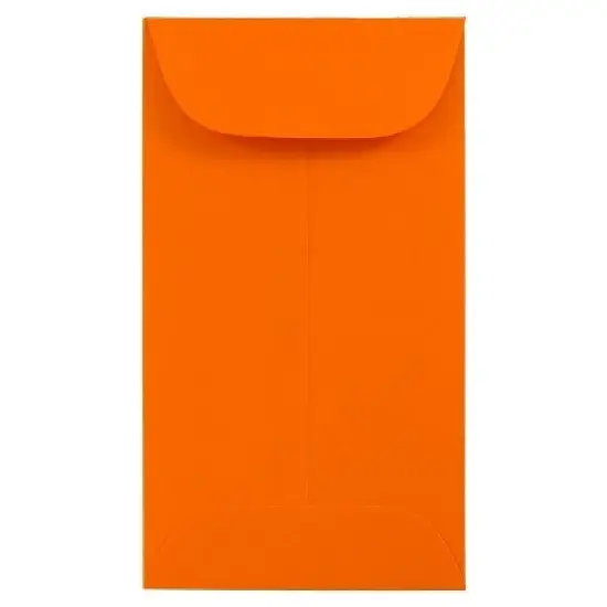 JAM Paper Brite Hue #5 1/2 Coin Envelopes, 3 1/8 x 5 1/2, 50 per pack, Orange: Gummed Flap, Recycled Content, Mailing Use image {3}