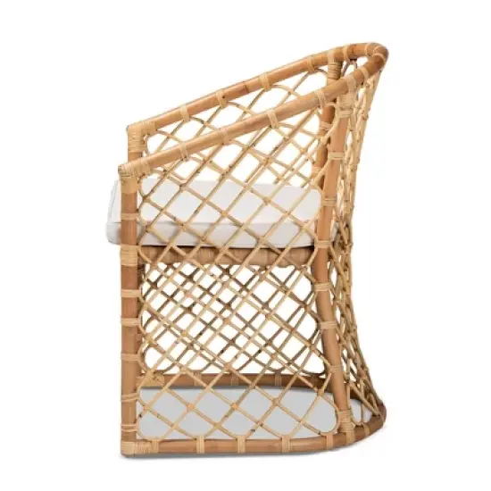 Orchard Fabric Upholstered and Rattan Dining Chair White/Natural - bali & pari image {3}