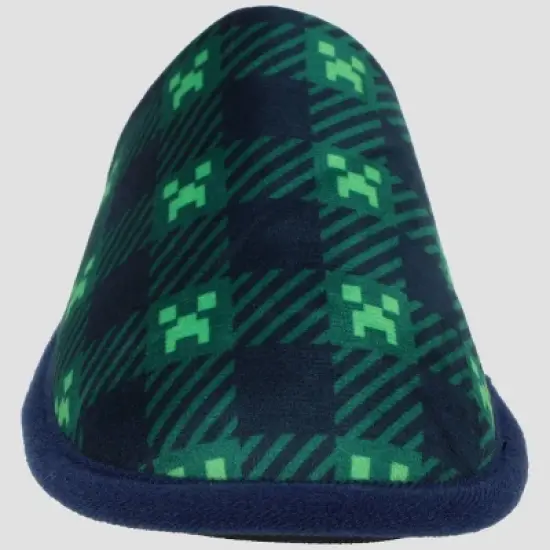 Boys' Minecraft Gaming Scuff Plaid Slippers - Navy Blue image {4}