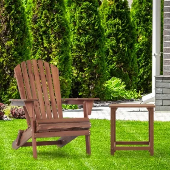 Wooden Outdoor Folding Adirondack Chair Set of 2 Wood Lounge Patio Chair for Garden,Garden, Lawn, Backyard, Deck, Pool Side, Fire Pit,Half Assembled, image {5}