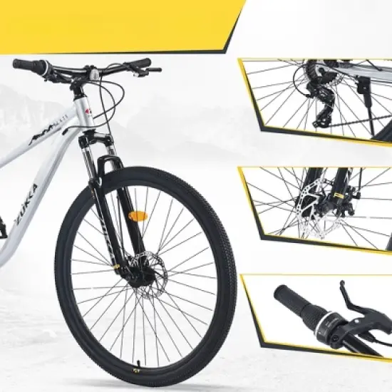 INFURNIC Bicycles, 29 Inch Mountain Bike for Women and Men, 8 Speed Mountain Bike, Silver, 70.8"*27.1"*41.7" image {3}