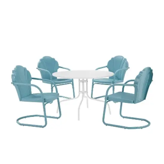 Tulip 5pc Outdoor Dining Set - Blue - Crosley image {3}