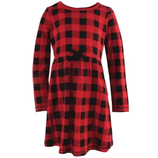 Touched by Nature Big Girls and Youth Organic Cotton Long-Sleeve Dresses 2pk, Buffalo Plaid image {4}