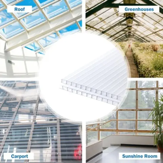 Aoodor 6Pcs Polycarbonate Greenhouse Panels, Waterproof, UV Protected Reinforced Twin-Wall Clear Sheets for Durability image {1}