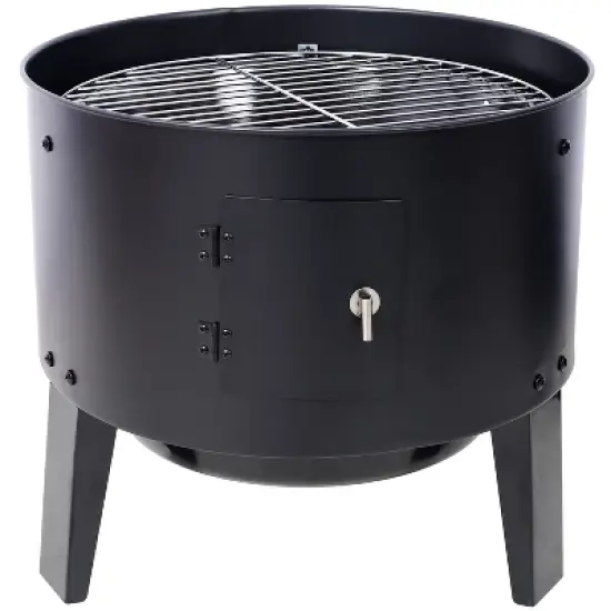 HANPURE Charcoal Smoker Grill Wood Smoker Grills Outdoor Cooking 16 Inch Vertical Smoker Portable BBQ Grill for Camping, Black image {9}