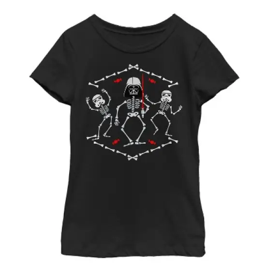 Girl's Star Wars Halloween Vader Skeleton Dance T-Shirt image {2}