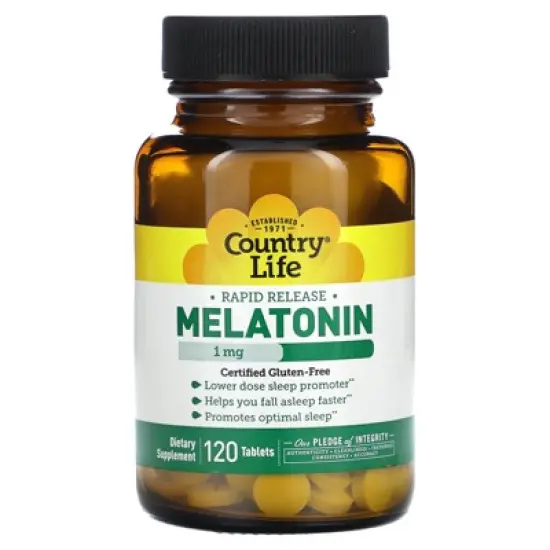 Country Life Melatonin, Rapid Release, 1 mg, 120 Tablets image {4}
