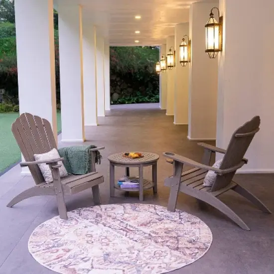 Cambridge Casual Sherwood Teak Weathered Outdoor Adirondack Chair with Cup Holder Gray: Weather-Resistant, 250lb Capacity image {2}