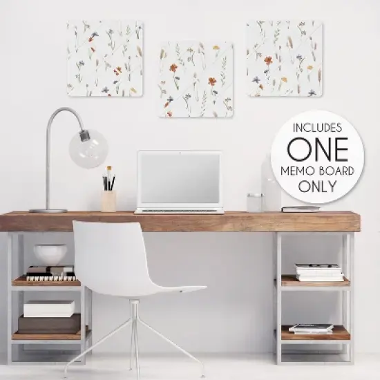 Sweet Jojo Designs Girl Fabric Photo Memo Board Watercolor Floral Garden Green Blue and Orange image {1}