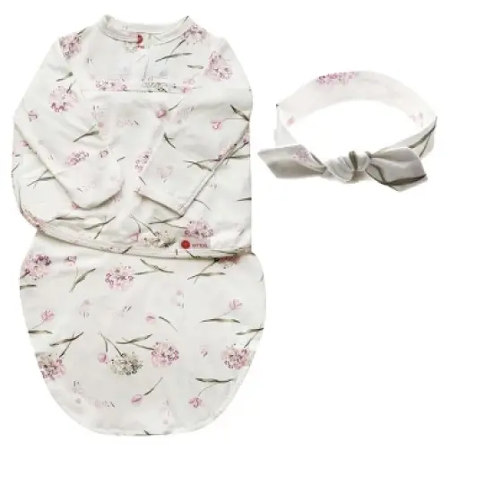 embe Newborn Long Sleeve Swaddle Sack and Bow Headband Set (0-3 months) image {3}