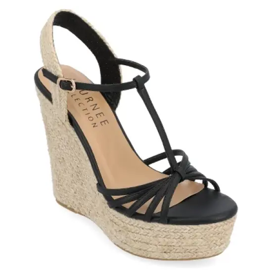 Journee Collection Womens Yara Tru Comfort Foam Buckle Espadrille Wedge Sandals image {9}