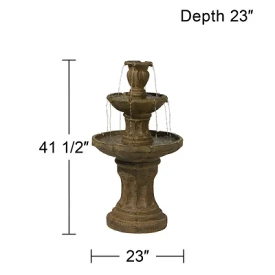 John Timberland Tuscan Garden Rustic 3 Tier Basin Outdoor Floor Water Fountain 41 1/2" for Yard Backyard Garden Patio Home Deck Porch House Exterior image {5}