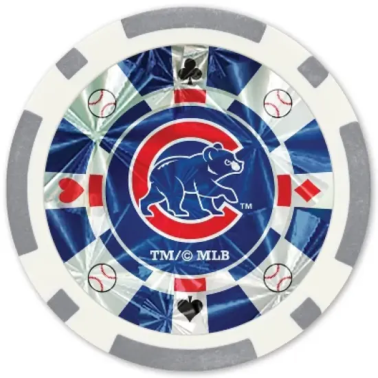MasterPieces Casino Style 20 Piece 11.5 Gram Poker Chip Set MLB Chicago Cubs Silver Edition image {1}