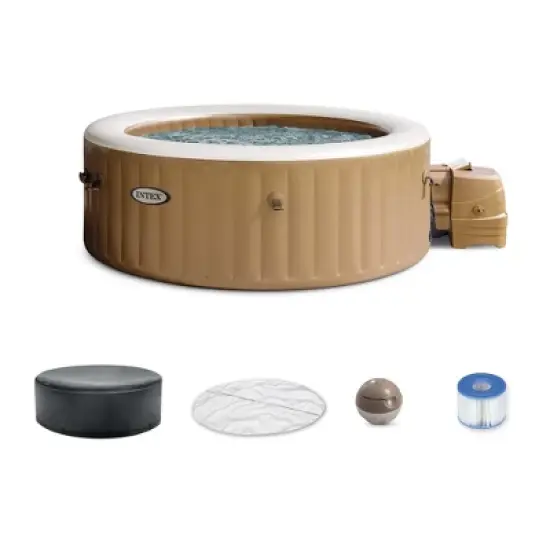 INTEX 28425EP PureSpa Bubble Massage Spa Set: Includes Energy Efficient Spa Cover &ndash; 120 Bubble Jets &ndash; 4 Person Capacity &ndash; 77" x 28" image {6}