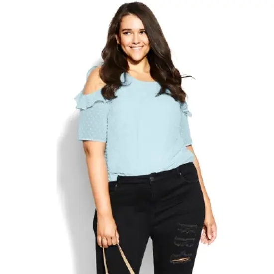 Women's Plus Size Dobby Sleeve Top - sky | CITY CHIC image {3}