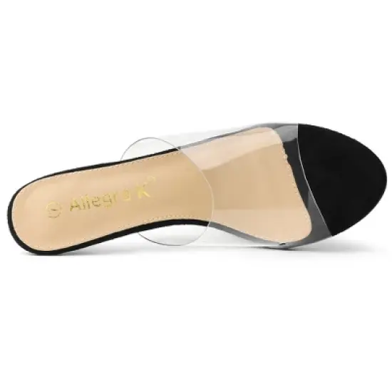 Allegra K Women's Clear Strap Stiletto Slide Heels Sandals image {4}
