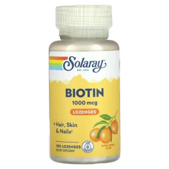 SOLARAY High Potency Biotin 1000 mcg | Natural Orange Juice Flavor | Healthy Hair, Skin & Nails Support | 100 Lozenges image {4}