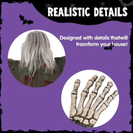 Joyfy 47" Halloween Climbing Dead Zombies Wall Decoration 2 Pack, Outdoor Haunted House Prop, Yard Lawn Garden Party Decor Supplies image {3}