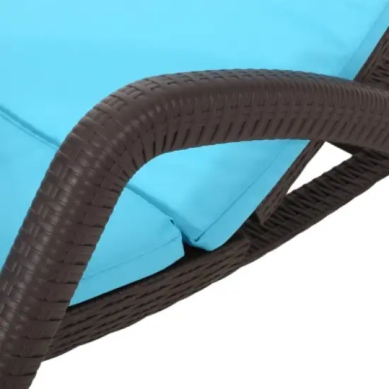 Waverly Patio Faux Wicker Chaise Lounge Blue - Christopher Knight Home: Adjustable, Weather-Resistant image {3}
