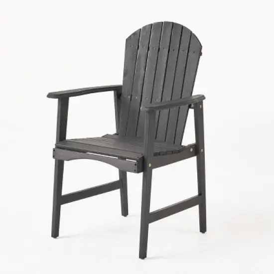 MOEPISY Set of 2 Outdoor Weather Resistant Acacia Wood Adirondack Dining Chairs Dark Gray image {6}