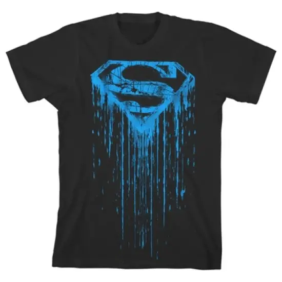 Superman Grunge Style S Logo Black Graphic Tee Toddler Boy to Youth Boy image {2}