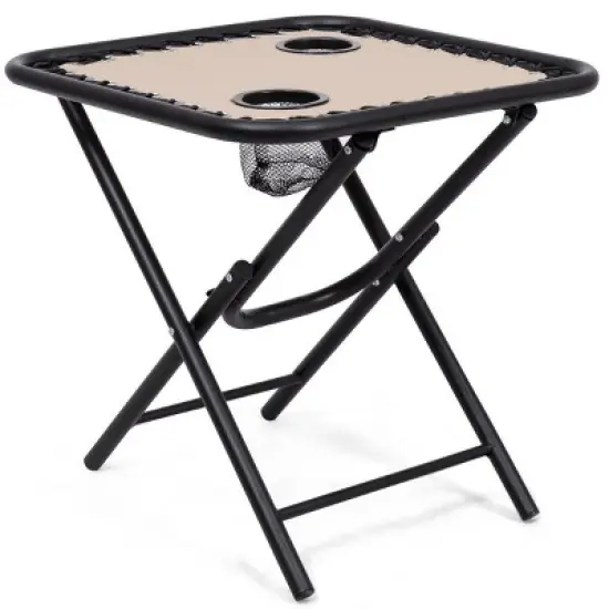 Costway 3PCS Zero Gravity Reclining Lounge Chairs Pillows Table Portable Folding Beige image {5}