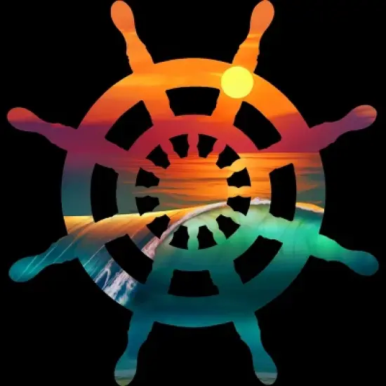 Junior's Design By Humans Sailors Sunrise Wave Memories By Goldquills T-Shirt image {1}