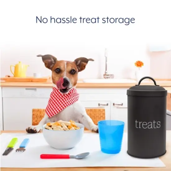 AuldHome Design Enamelware Dog Treat Jar, Modern Farmhouse Pet Treats Container image {4}