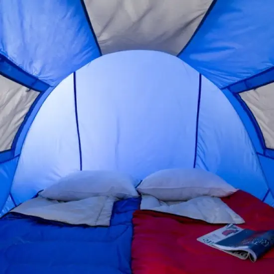 Leisure Sports 2-Person Water-Resistant Barrel Style Pop-Up Tent for Camping - With Rain Fly, Carry Bag, and Sunchaser - Blue image {5}