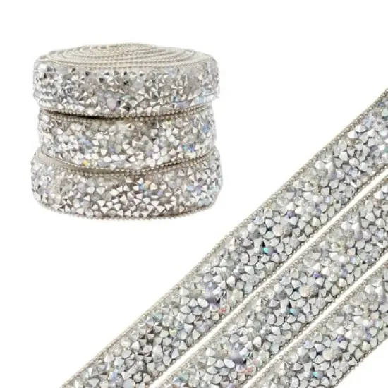 Wrapables 3 Yards Self Adhesive Resin Rhinestone Ribbons, Glittery Bling Tape Strips for DIY Crafts Wedding Party Decoration (3 Rolls) image {14}