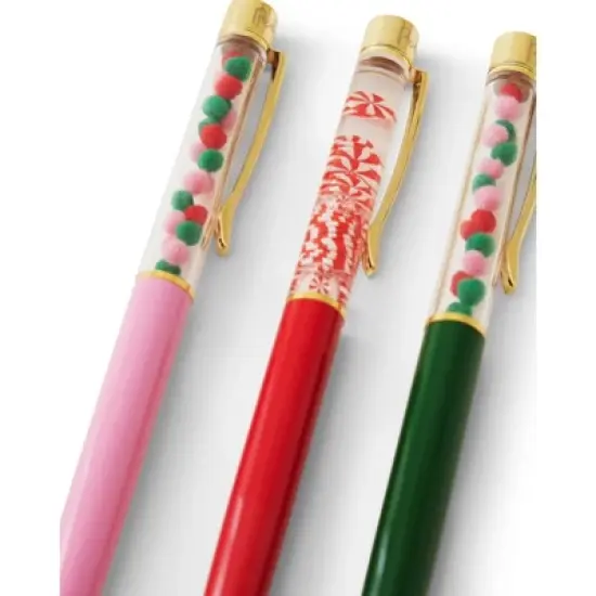 Letters To Santa 3-Pack Trapped Confetti Ballpoint Pen Set image {1}