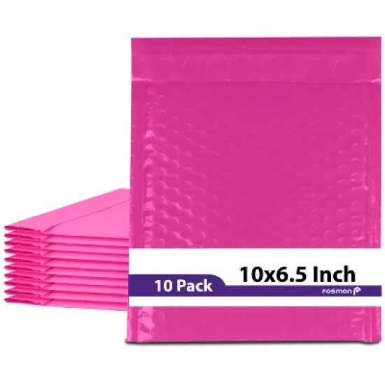 Fosmon #0 Colored PINK Poly Bubble Mailer 6.5" x 10", Padded Shipping Envelopes, 6.5 x 9" Usable size - 10 Pack image {9}