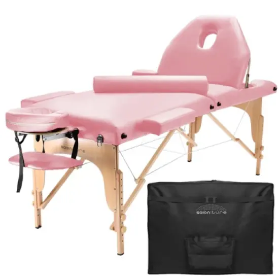 Saloniture Professional Portable Massage Table with Backrest image {12}