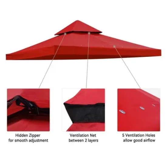 Yescom 8x8Ft 2-Tier Gazebo Top Replacement UV30+ for 2 Tier Outdoor Patio Canopy Cover Party Backyard Garden Red image {2}
