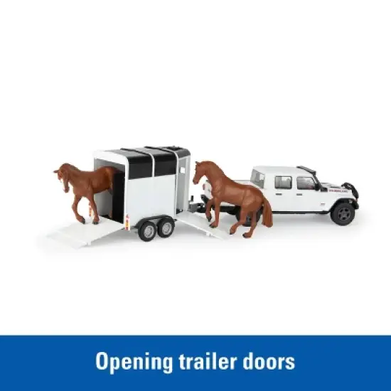 Tomy 1/32 Jeep Gladiator Rubicon with Horse Trailer and Horses 47366 image {1}