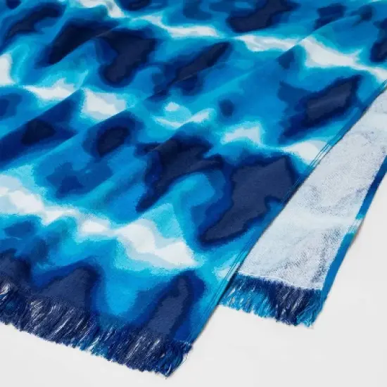 Oversized Tie-Dye Beach Towel Navy Blue - Sun Squad&trade;: 100% Cotton, Jumbo Size, Lightweight, Machine Washable image {1}