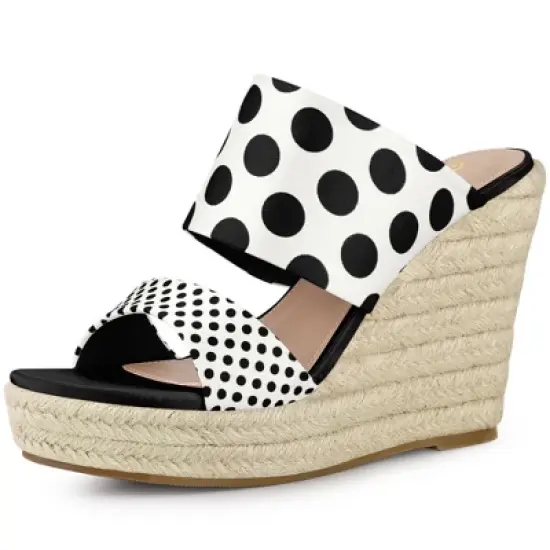 Allegra K Women's Polka Dots Platform Espadrille Wedge Heel Sandals image {6}
