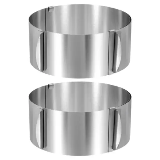 Unique Bargains Stainless Steel Round Adjustable Nonstick Cake Ring 2 Pcs image {9}