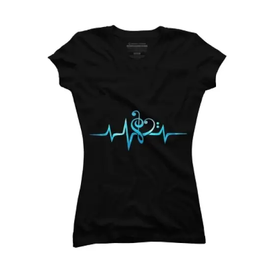 Junior's Design By Humans Music Clef Heart Beat Treble Base By BaoMinh T-Shirt image {2}