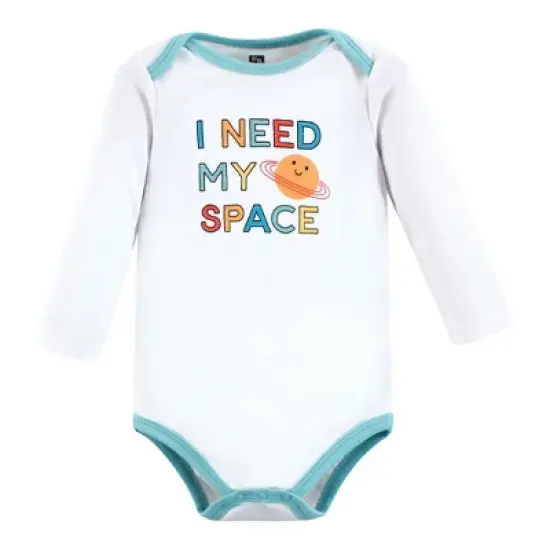 Hudson Baby Unisex Baby Cotton Long-Sleeve Bodysuits, Happy Planets 3-Pack image {4}